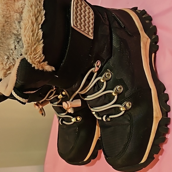 💯Auth Cougar Girls Toasty Black/Pink Snow Boots US4Y /Eu35.5 - Picture 7 of 13